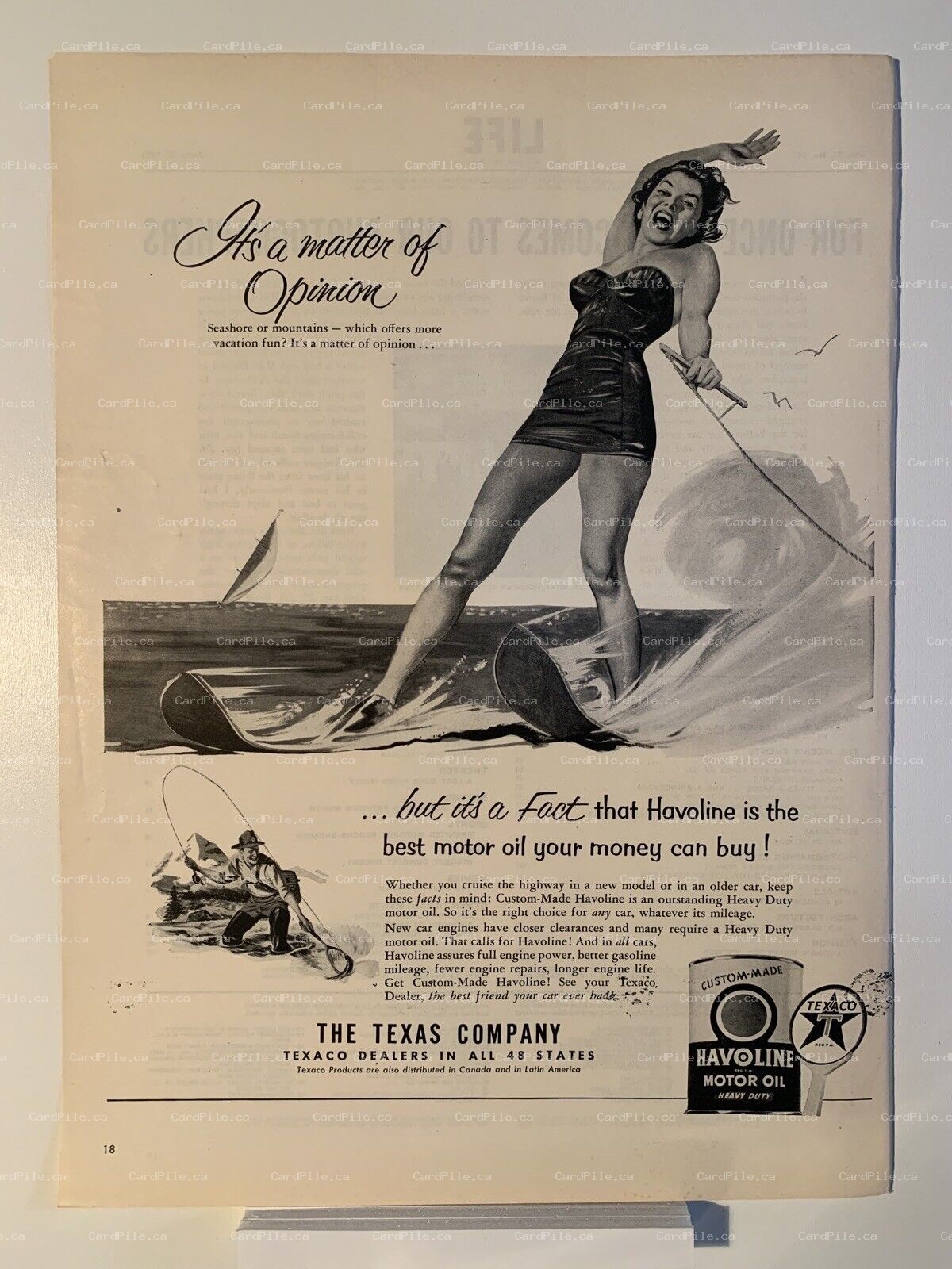 1953 Havoline Motor Oil It's A Matter of Opinion - Magazine Ad