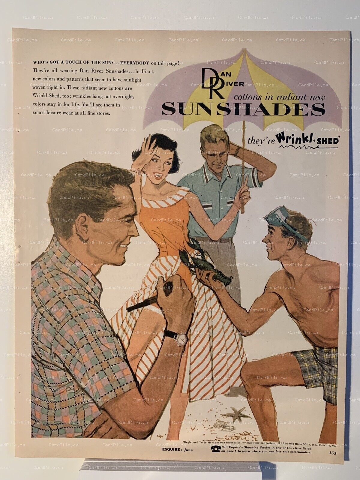 1956 Dan River Sunshades - Old Smuggler Blended Scotch Whiskey - Magazine Ad