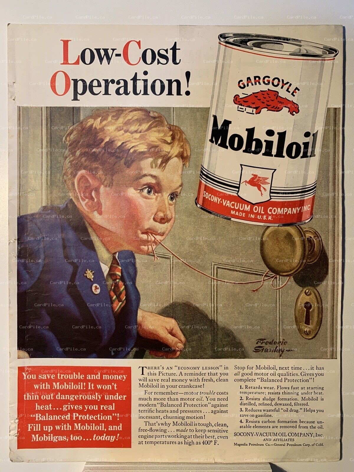 1940 Mobiloil Gargoyle Frederic Stanley - American Gas Association -Magaizine Ad
