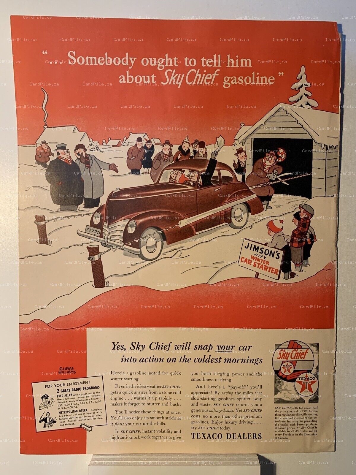1941 Texaco Sky Chief Gluyas Williams - RCA Victor - Magazine Ad