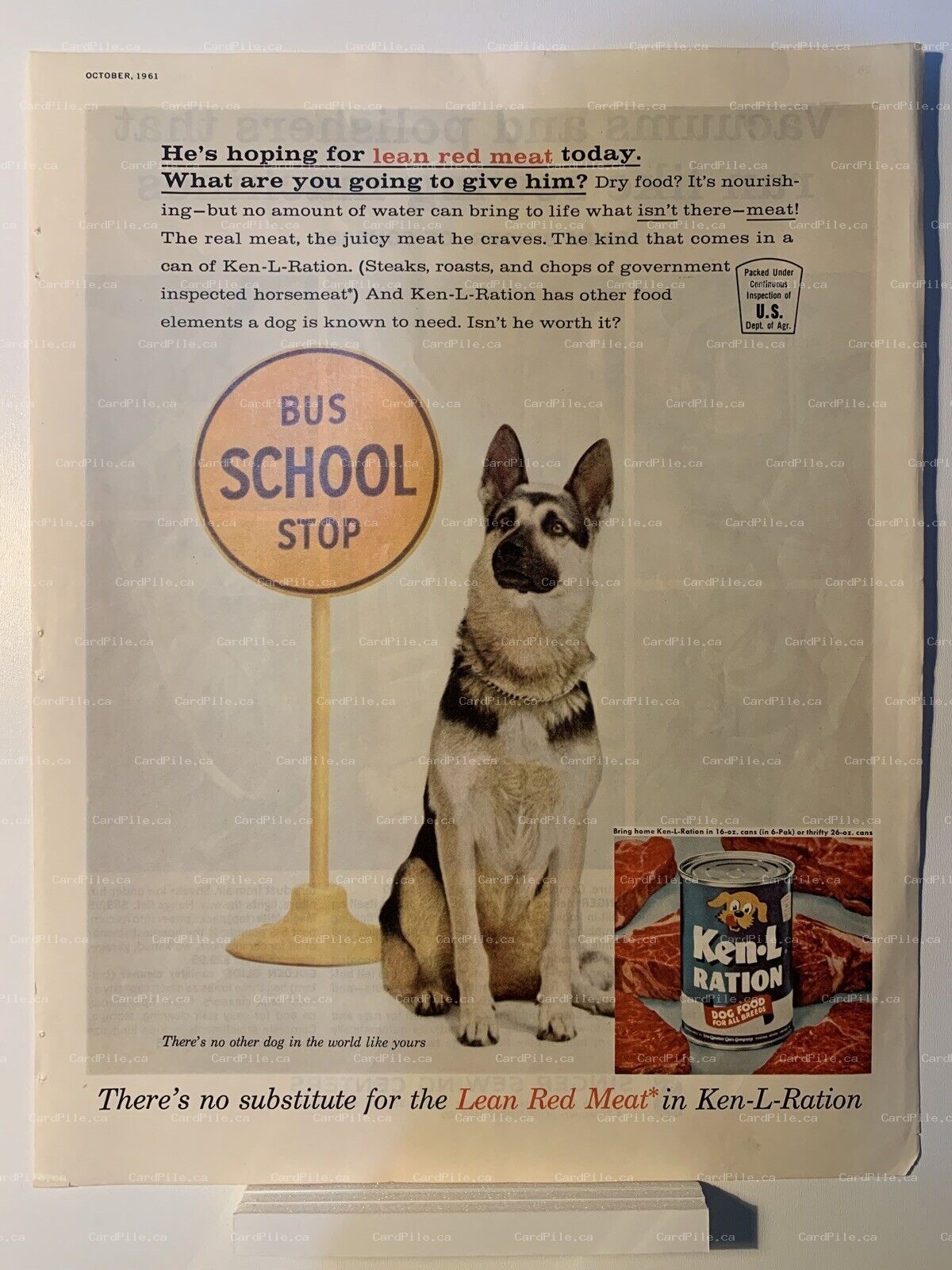 1951 Ken-L-Ration Dog Food - Singer Vacuums and Polishers - Magazine Ad