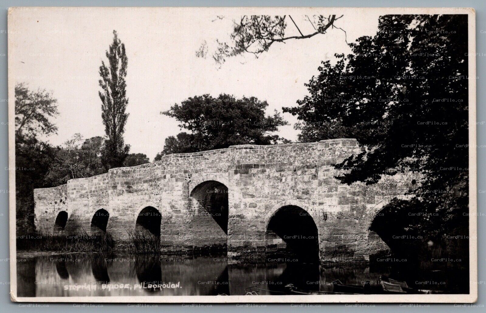 Postcard RPPC c1920s Pulborough UK Stopham Bridge West Essex River Arun