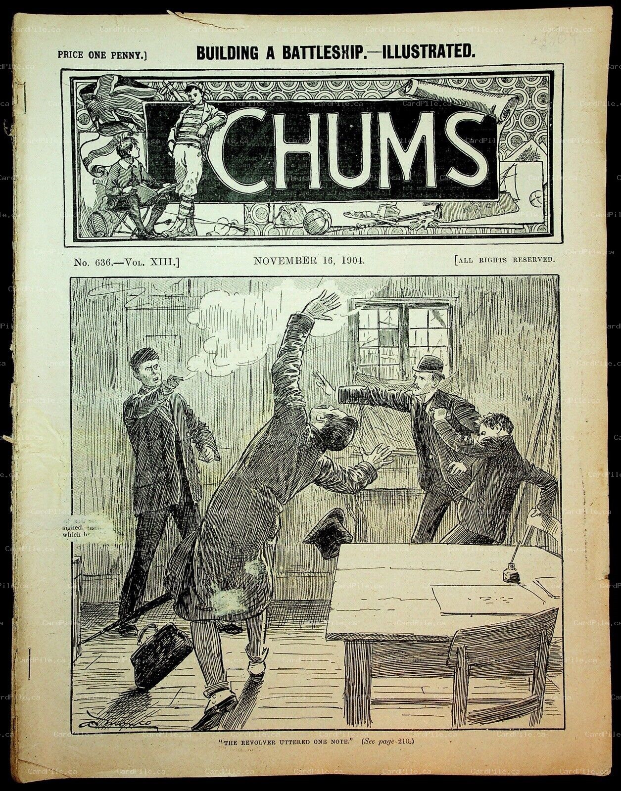 1904 CHUMS Weekly Boys Newspaper Cassell & Company Building A Battleship