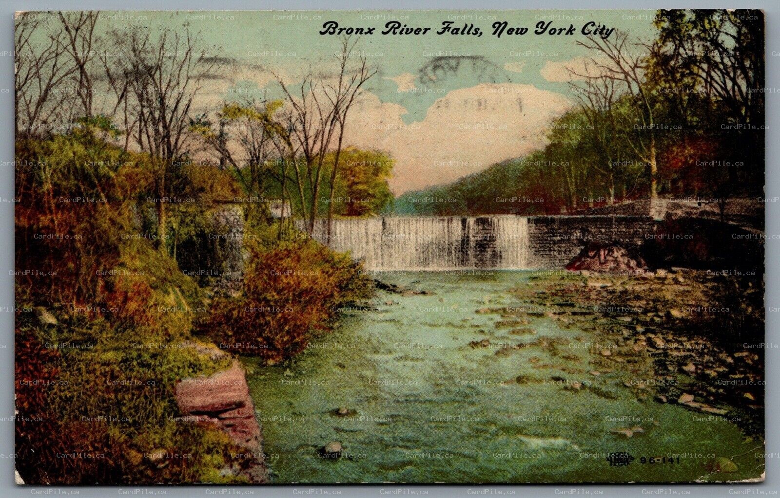 Postcard New York City NY 1911 Bronx River Falls CDS Flag Cancel Tremont Station