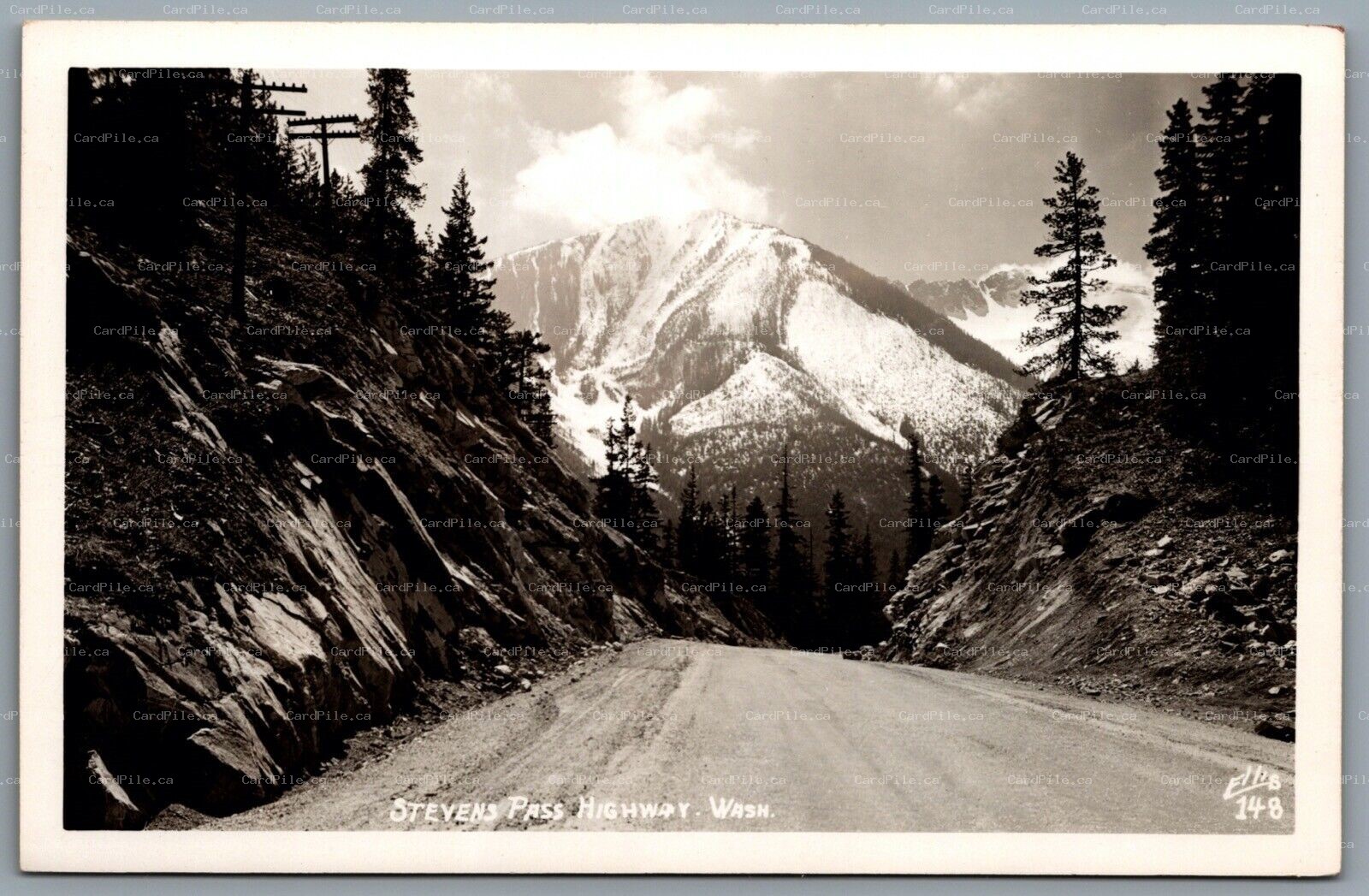 Postcard RPPC c1940s Stevens Pass WA Highway View Cascade Mountains Ellis Photo 
