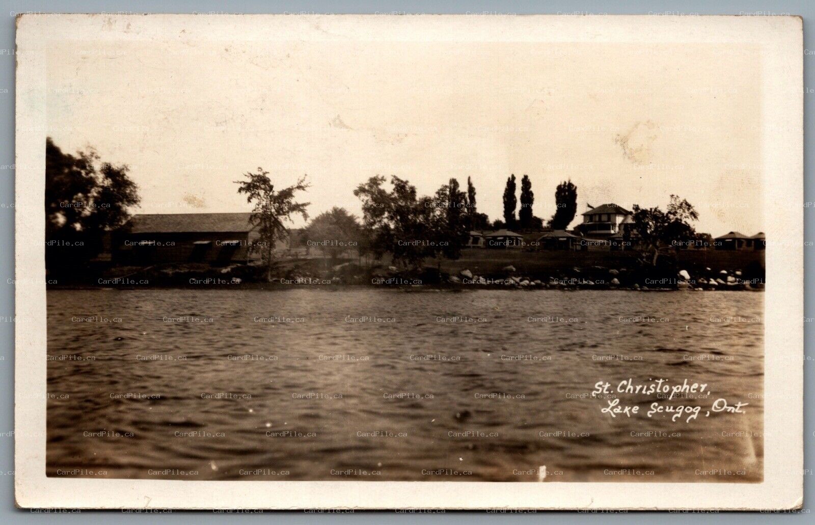 Postcard RPPC c1931 Lake Scugog Ontario St. Christopher View Of Camp 