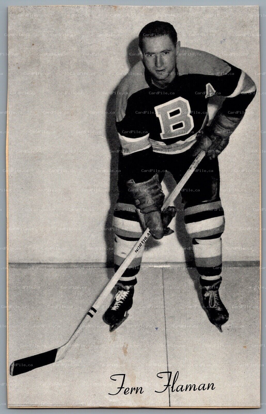 1944-1964 Bee Hive Boston Bruins Fern Flaman NHL Hockey