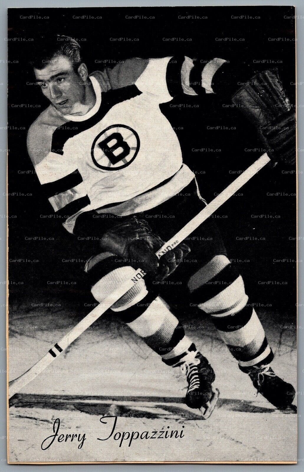 1944-1964 Bee Hive Boston Bruins Jerry Toppazzini NHL Hockey