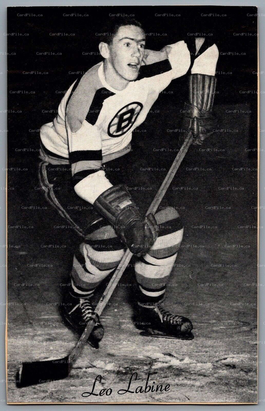 1944-1964 Bee Hive Boston Bruins Leo Labine NHL Hockey