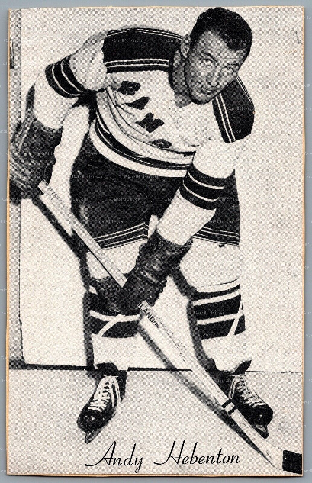 1944-1964 Bee Hive New York Rangers Andy Hebenton NHL Hockey