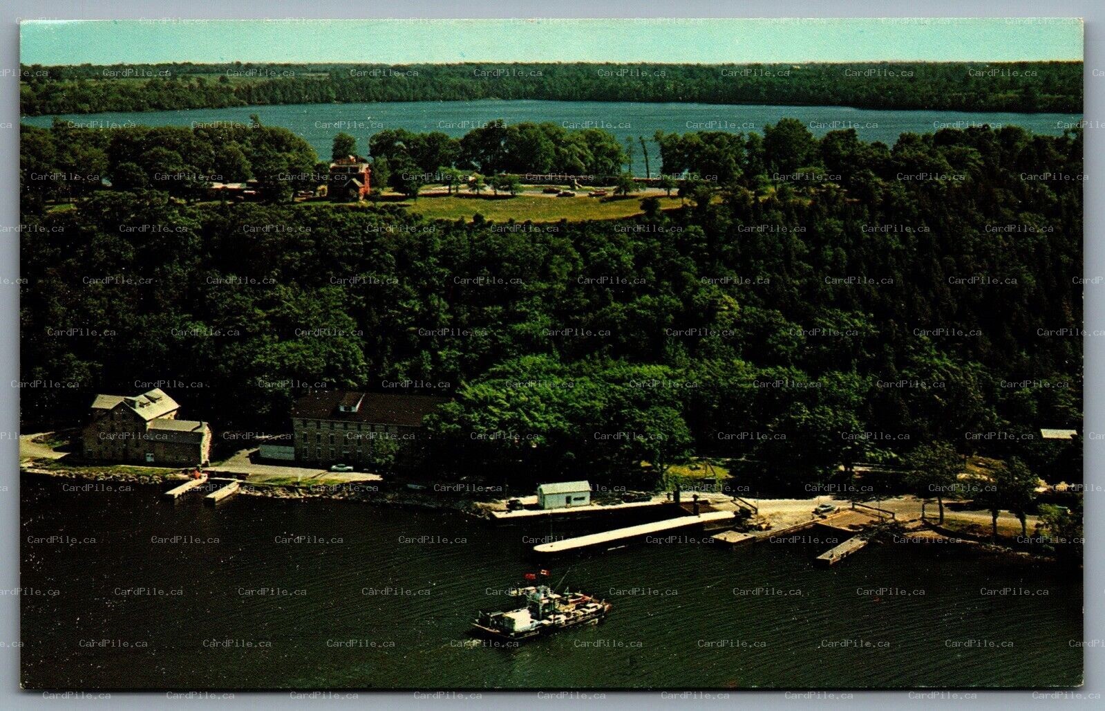 Postcard Picton Ontario c1960s Birds Eye View Lake On The Mountain Glenora Ferry