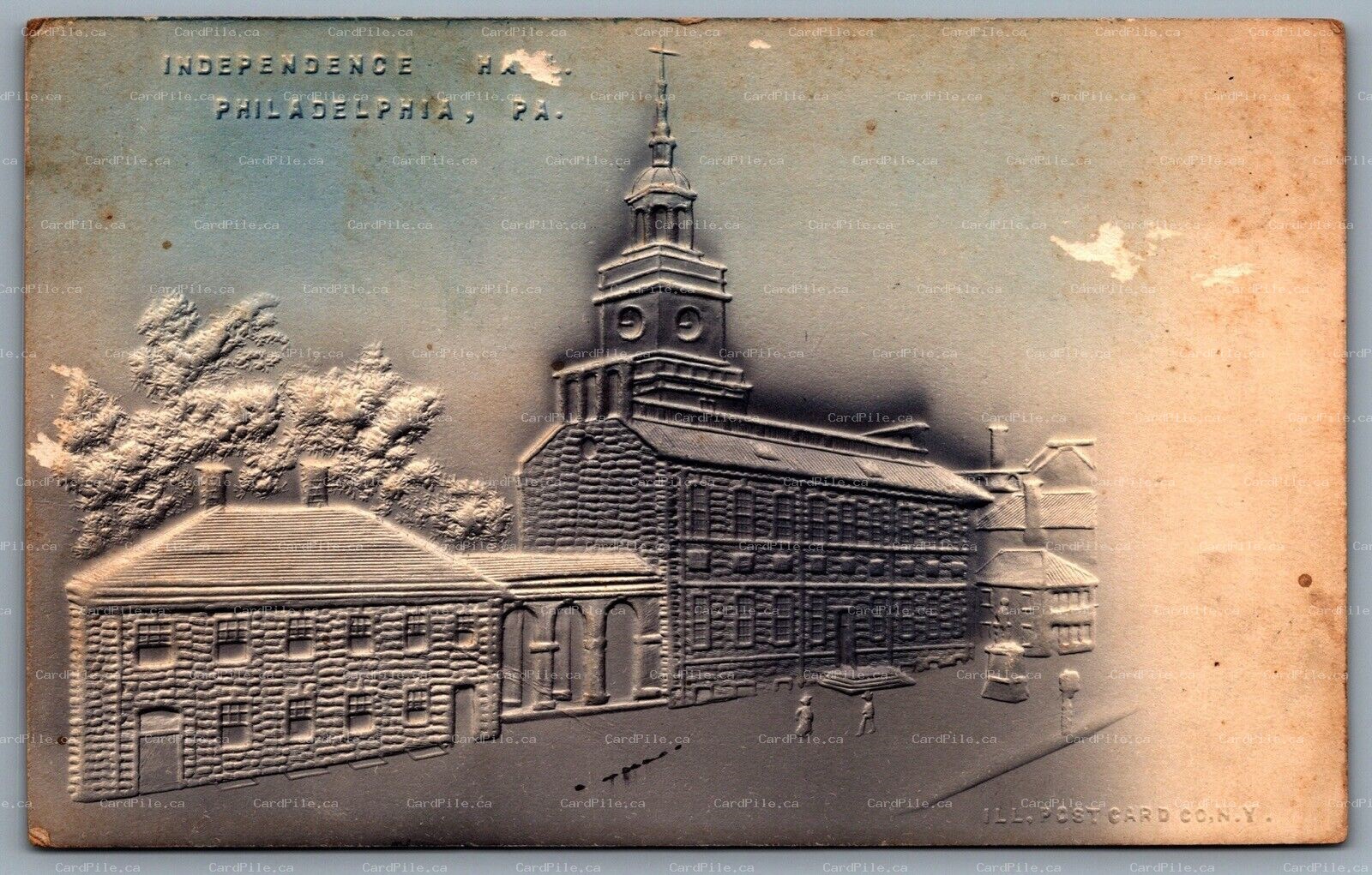 Postcard Philadelphia PA c1909 Independence Hall Embossed Hand Tinted Llanerch