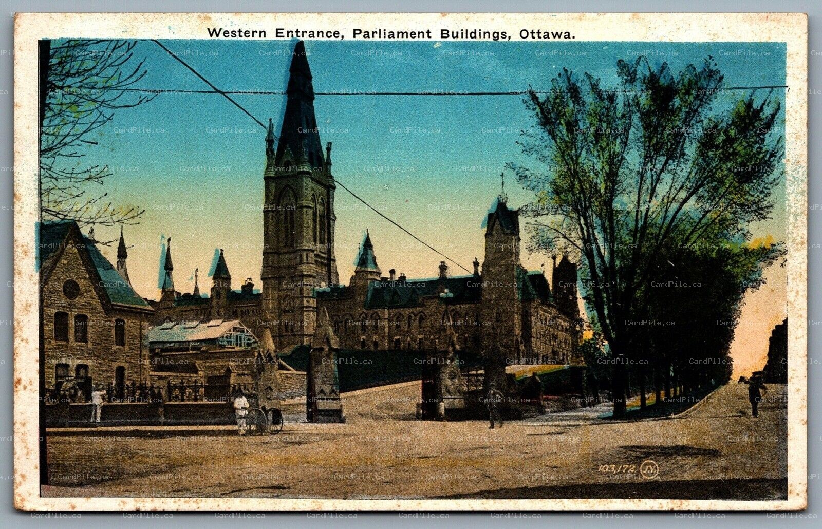 Postcard Ottawa Ontario c1920s Western Entrance Parliament Buildings Unused