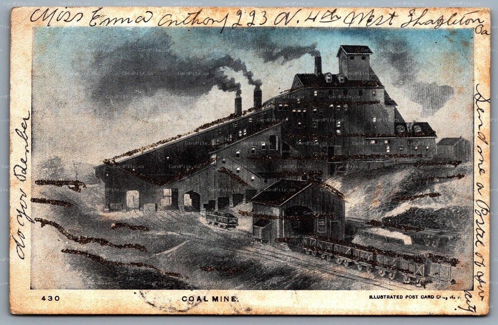 Postcard Scranton PA c1906 Coal Mine Breaker Rail Cars Multiple CDS Cancels