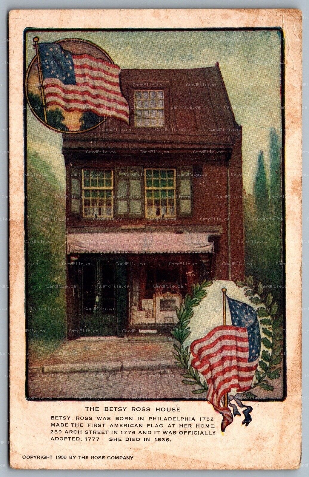 Postcard Philadelphia PA c1906 Betsy Ross House Advertisement on Back 5c. Cigar