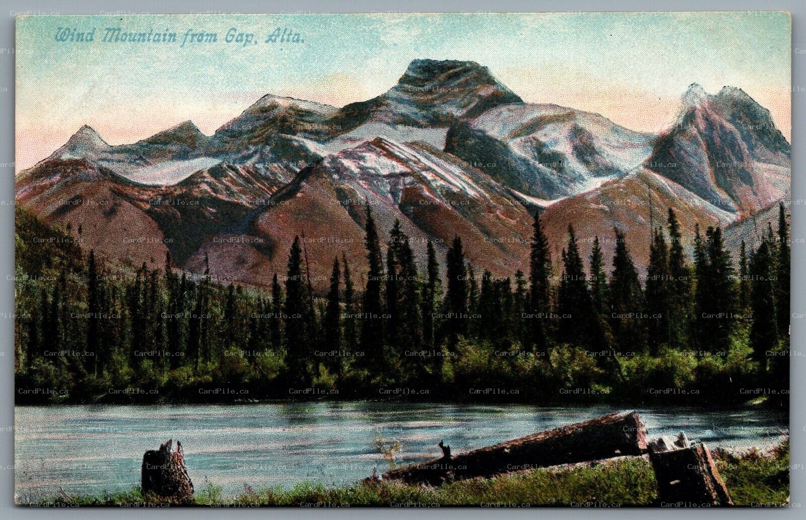 Postcard Alberta c1910s Wind Mountain From Gap Kananaskis Mount Galatea