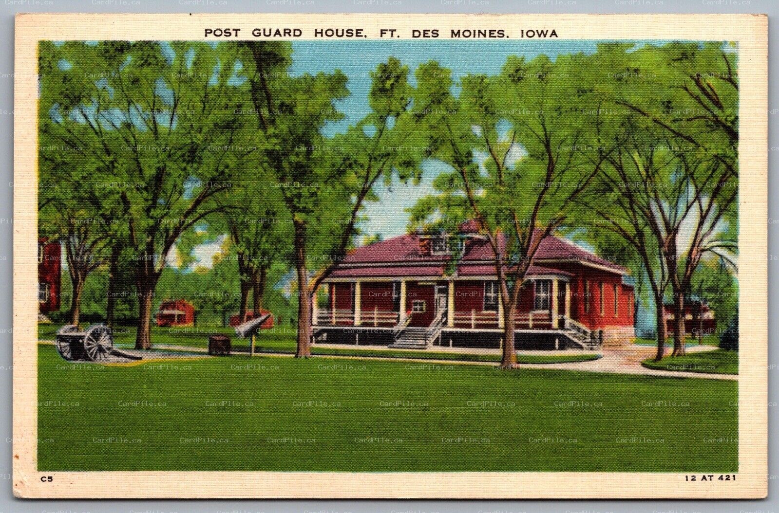 Postcard Des Moines IA c1940s Post Guard House Fort Des Moines US Army