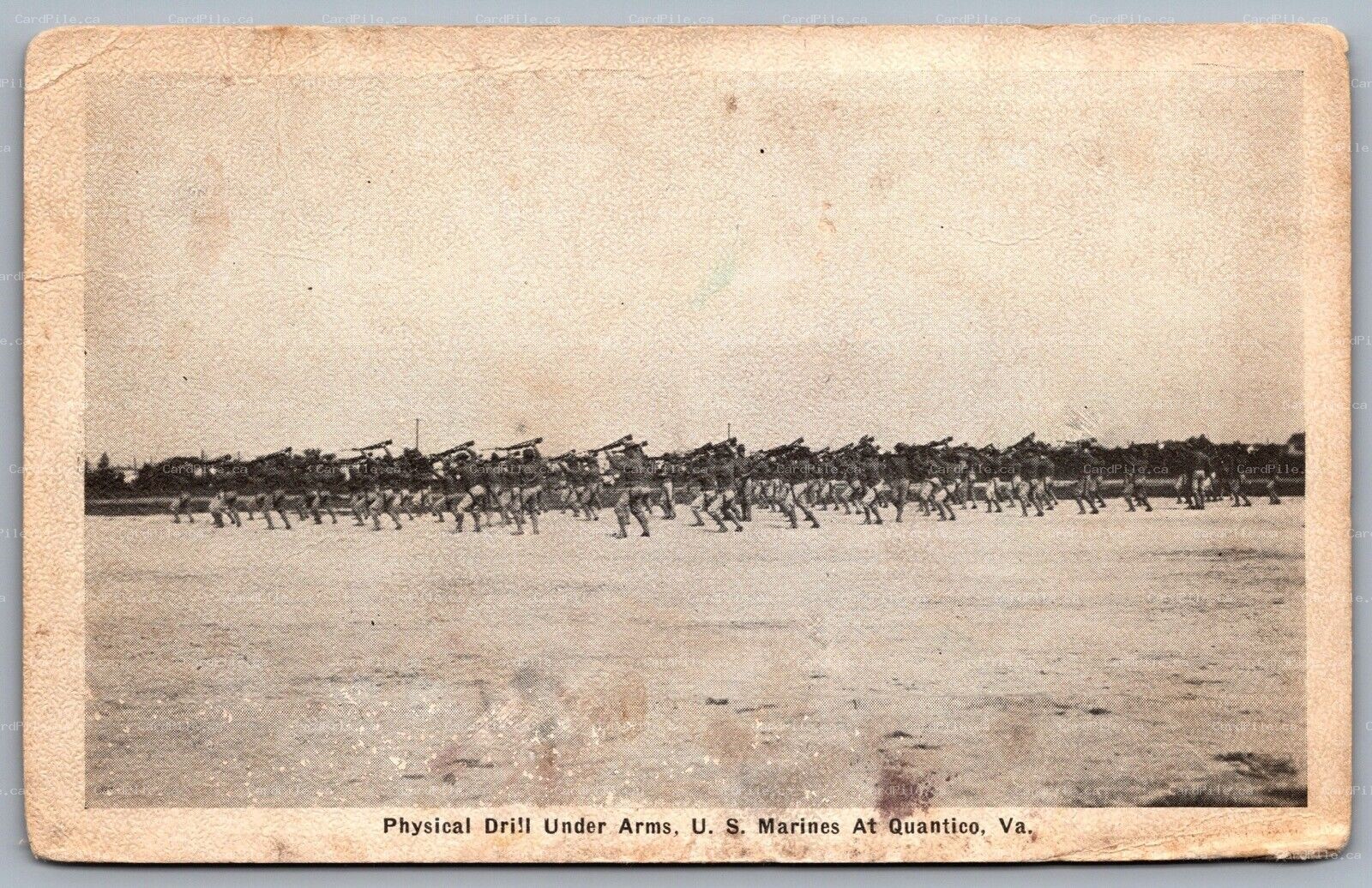 Postcard Quantico VA c1919 Physical Drill Under Arms U.S. Marines YMCA