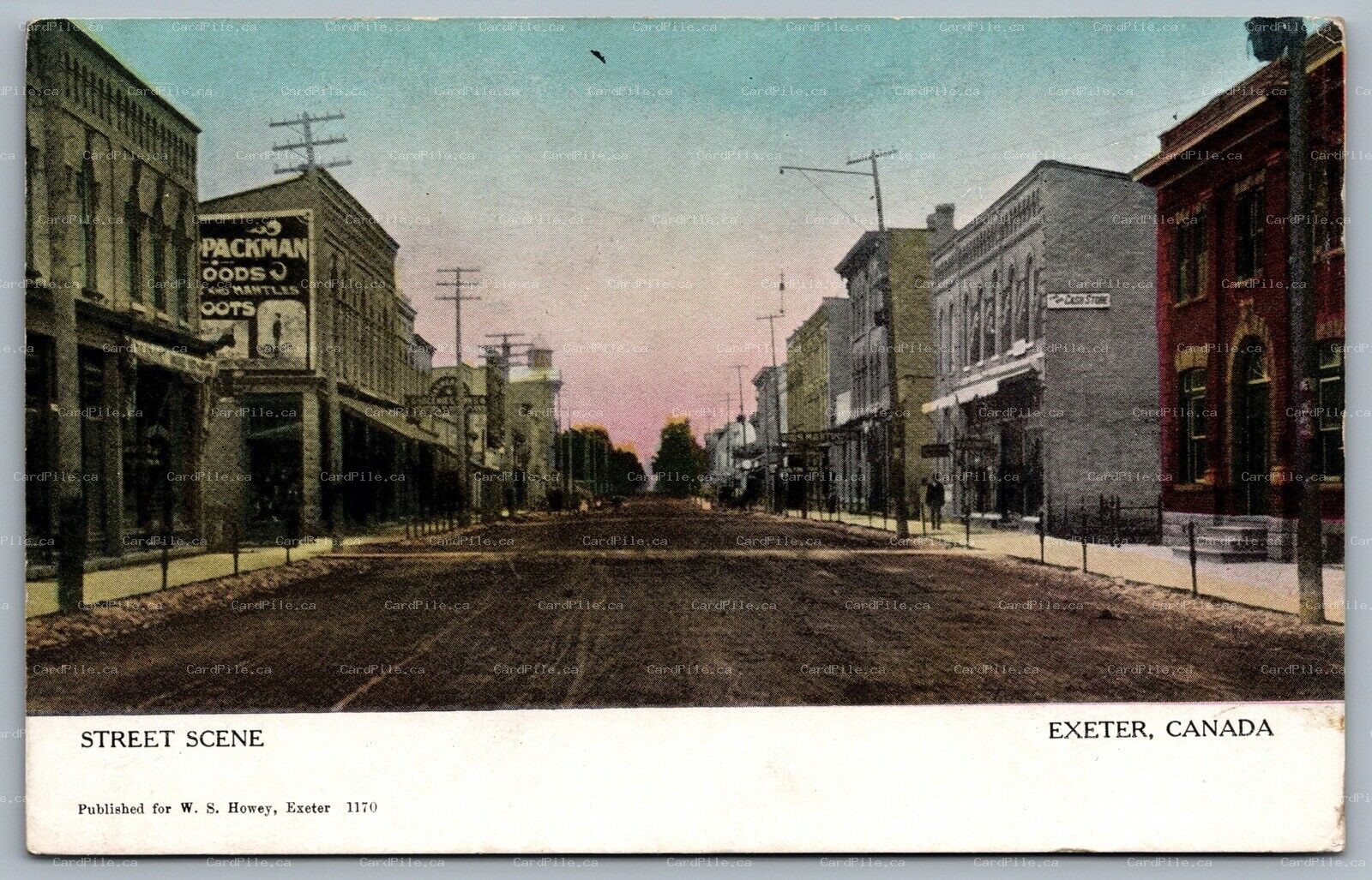 Postcard Exeter Ontario c1910 Street Scene Huron County Stores Signs