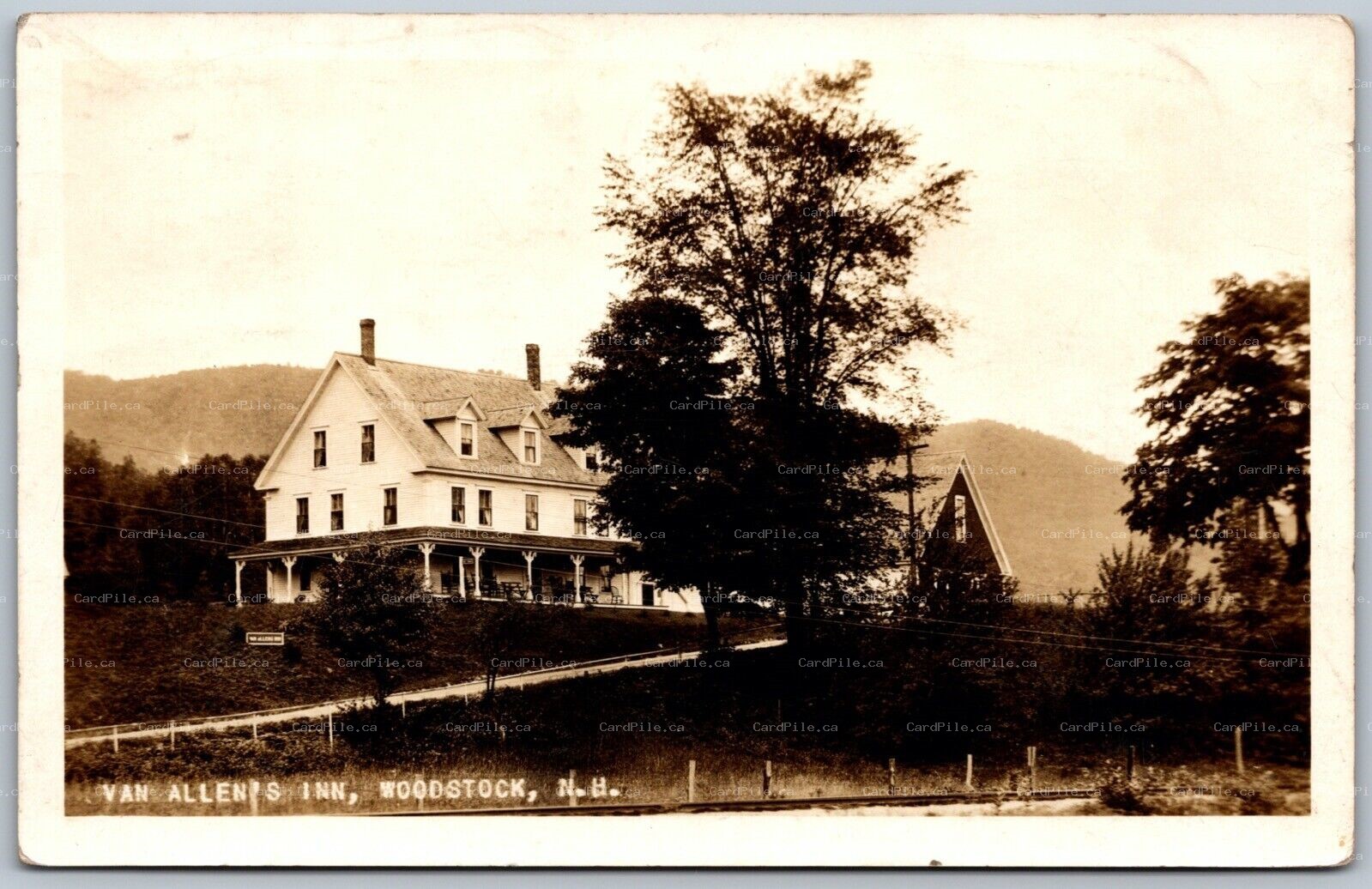 Postcard RPPC c1931 Woodstock New Hampshire Van Allen’s Inn Putnam Photo