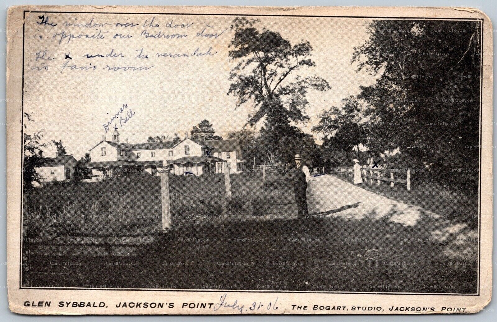 Postcard Jacksons Point Ontario c1906 Glen Sibbald Bogart Studio Georgina