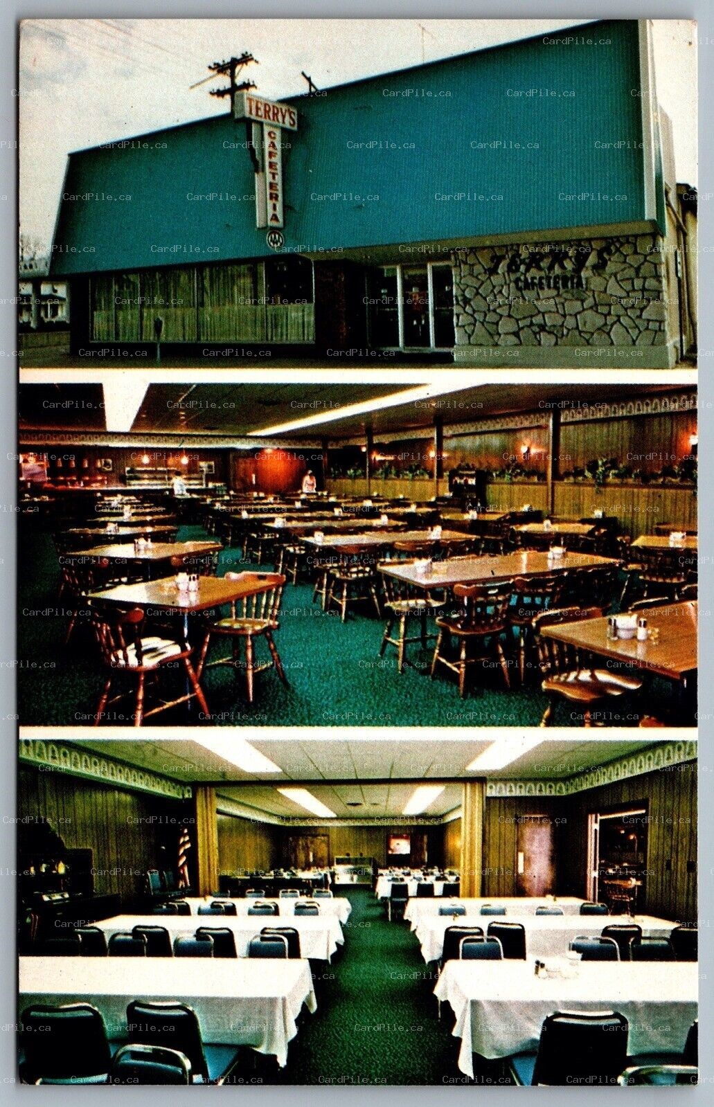 Postcard Piqua OH c1960s Terry’s Cafeteria Multie View Dining Interior Exterior
