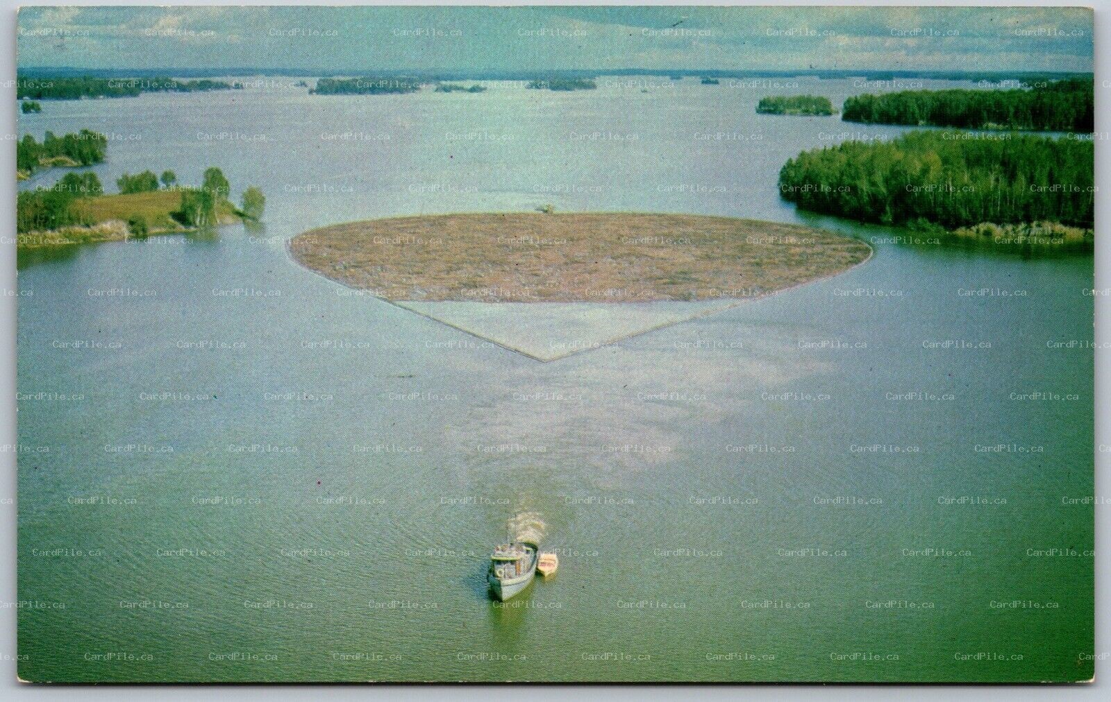 Postcard 1960s Ontario Scenic Aerail View Log Transportation to Pulp Paper Mills