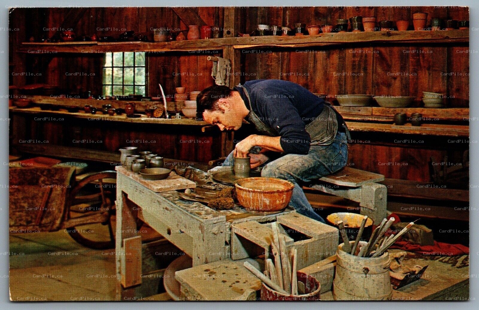 Postcard Old Sturbridge Village MA c1960s Hervey Brooks Potter's Shop