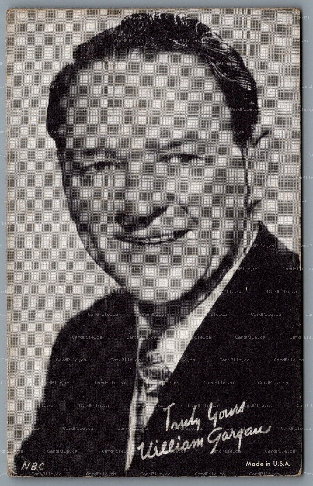 Arcade Card c1940s NBC William Gargan Actor "Martin Kane, Private Eye” B