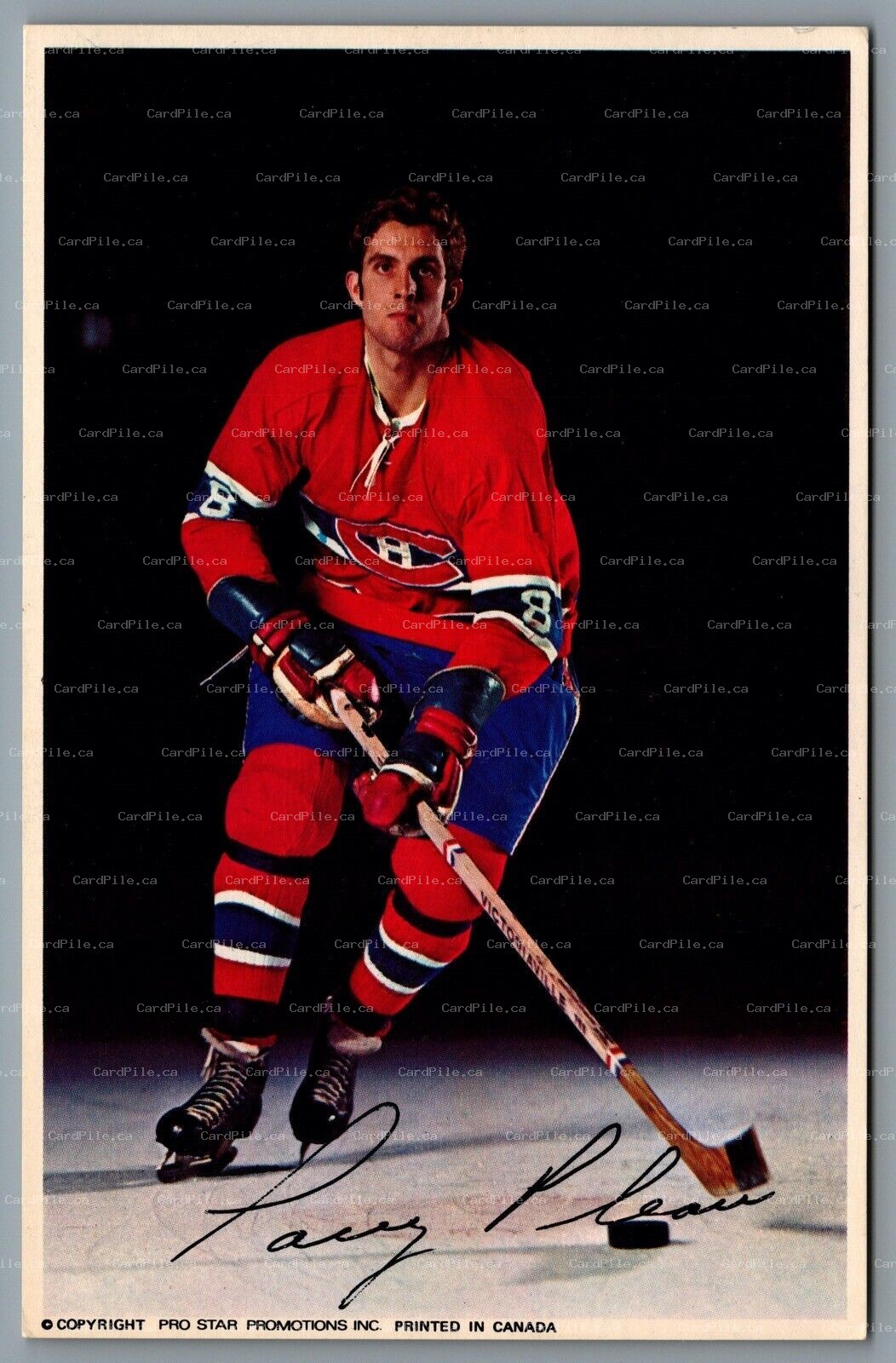 Postcard 1970s Montreal Canadiens #8 Larry Pleau - Pro Star Promotions A