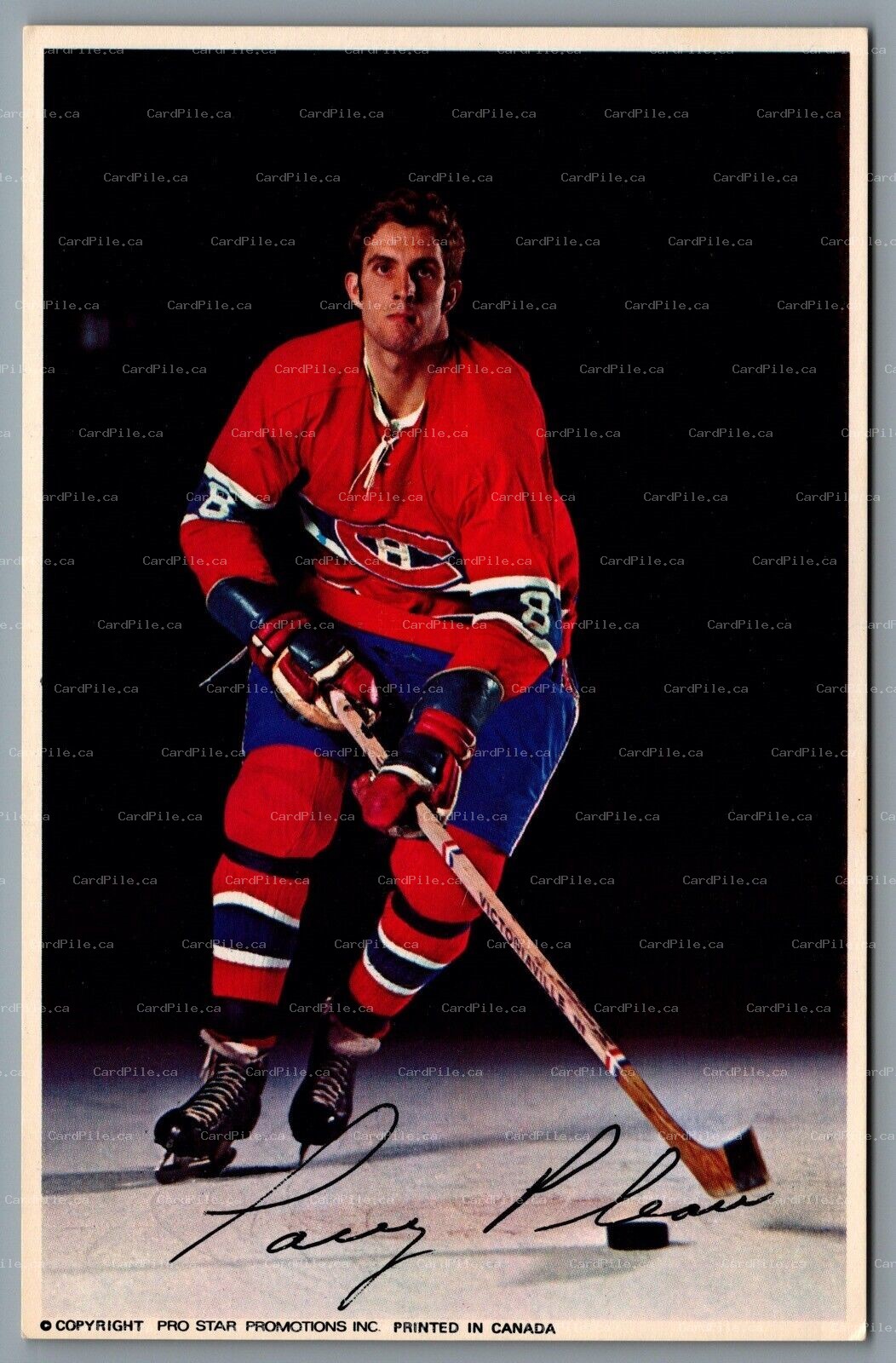 Postcard 1970s Montreal Canadiens #8 Larry Pleau - Pro Star Promotions B