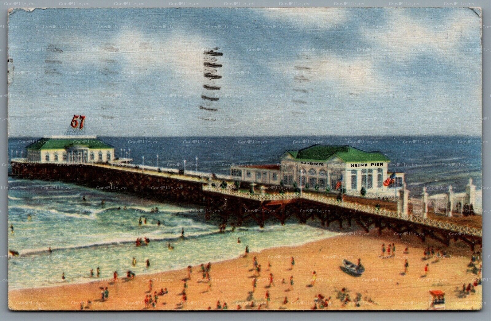 Postcard Atlantic City NJ c1942 Heinz Ocean Pier View Heinz 57