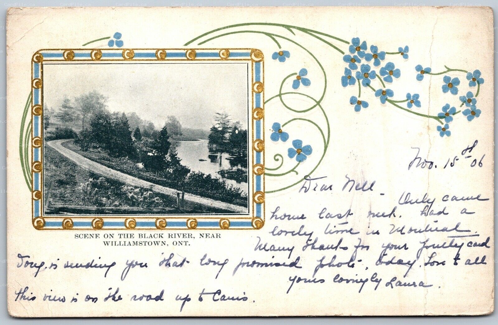 Postcard Williamstown Ontario c1906 Scene On The Black River South Glengarry