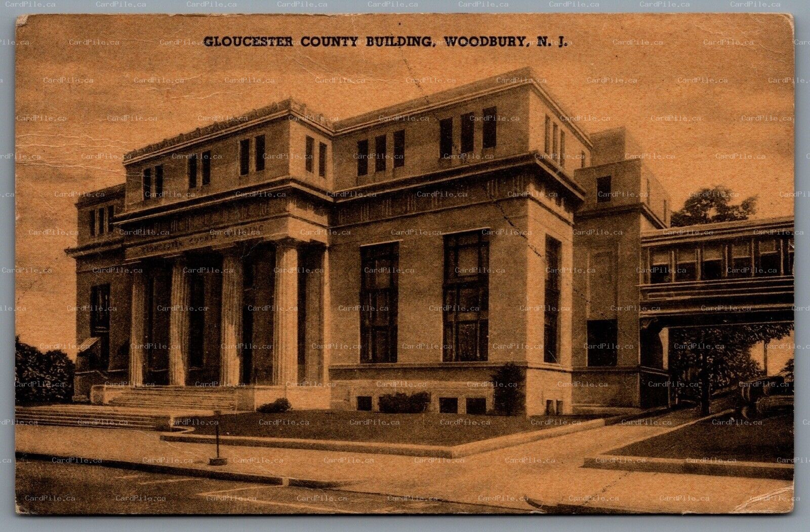 Postcard Woodbury NJ c1938 Gloucester County Building