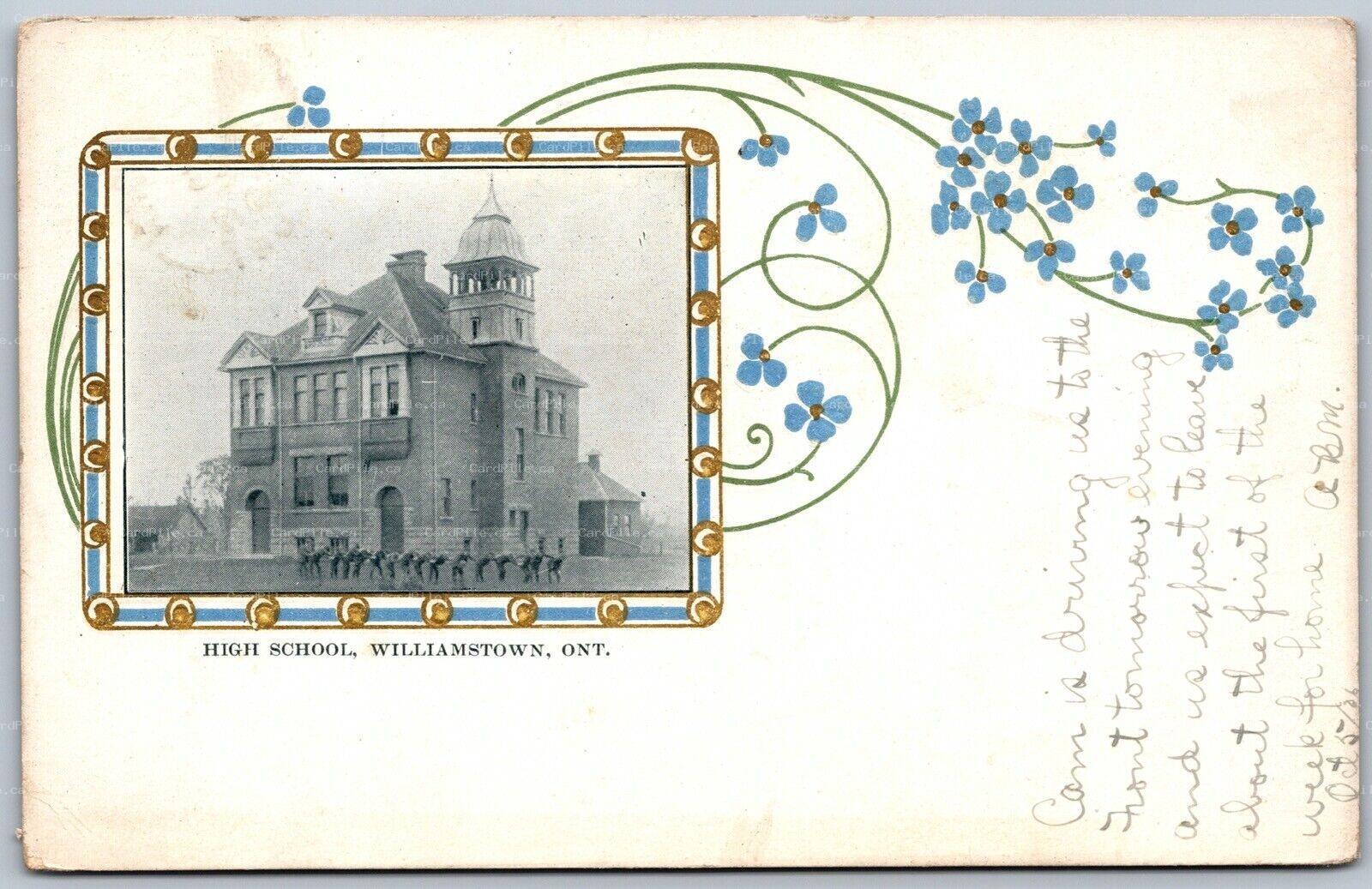 Postcard Williamstown Ontario c1906 High School Now Closed South Glengarry