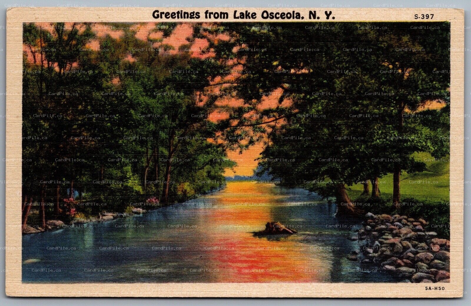 Postcard Lake Osceola NY c1935 Greetings from Lake Osceola New York A