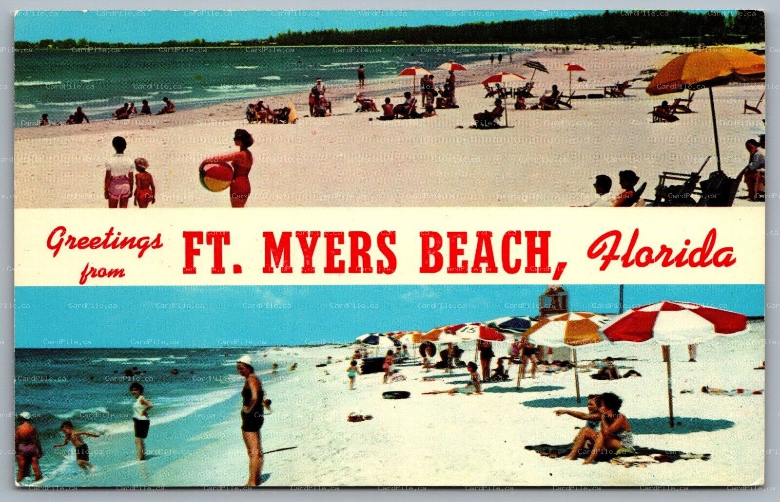 Postcard Fort Myers FL c1960 Greetings from Ft. Myers Beach Florida Dual View