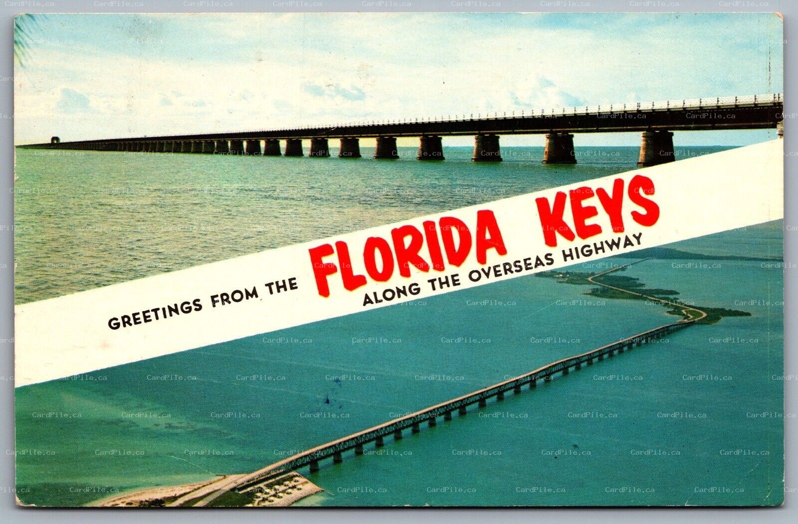 Postcard Key West FL Greetings from the Florida Keys Overseas Highway Dual View