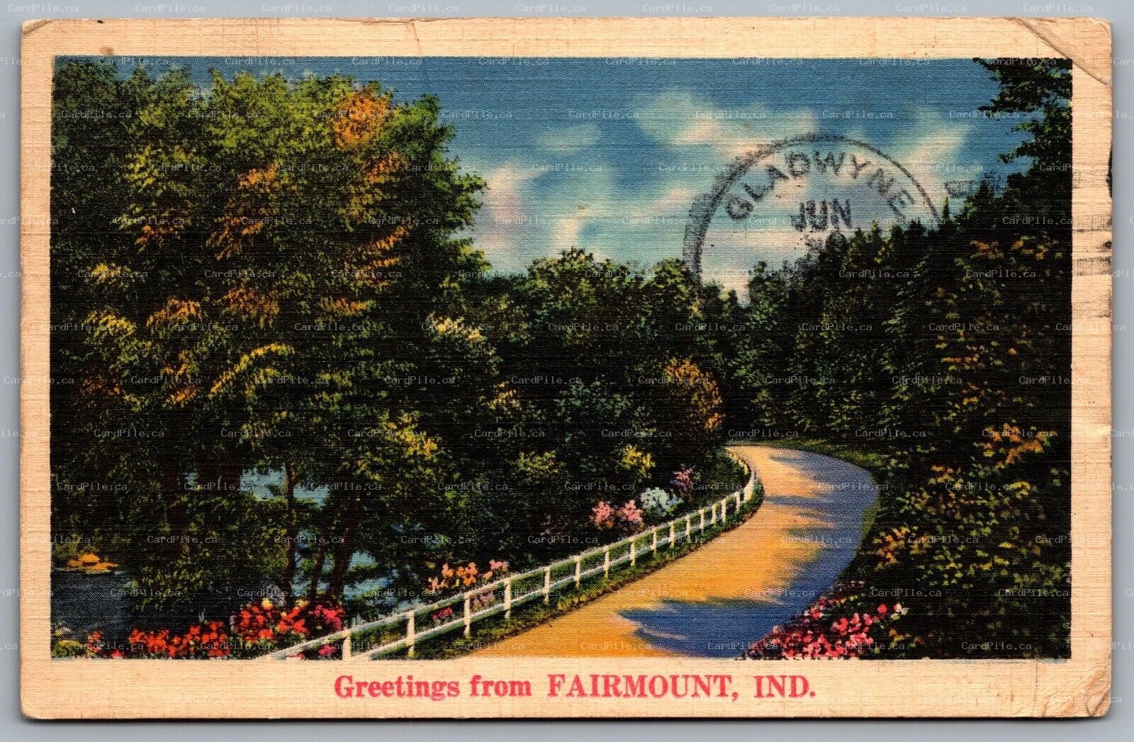 Postcard Fairmount IN c1939 Greetings from Fairmount Indiana Linen