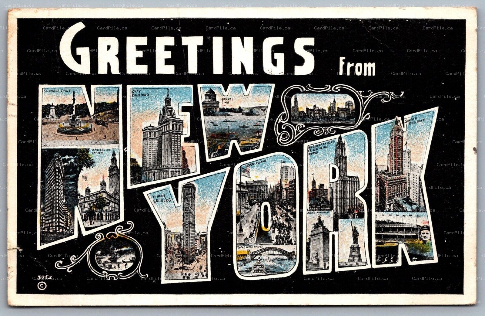 Postcard NY c1918 Greetings from New York Large Letter Greeting