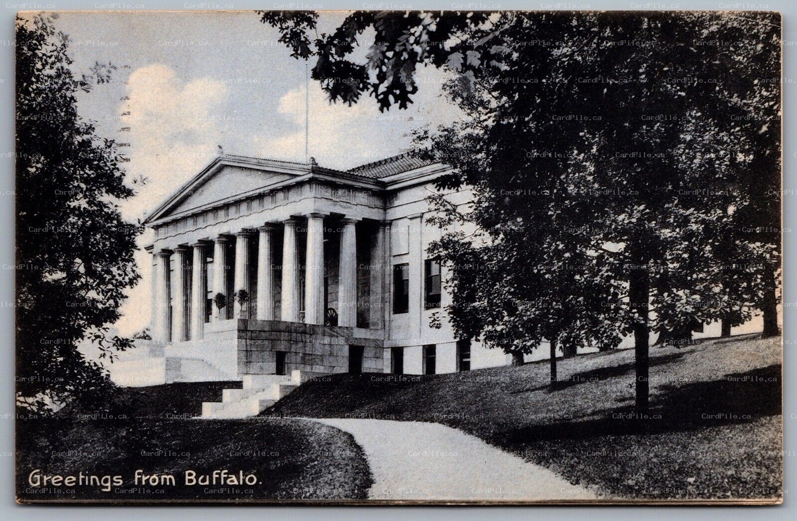 Postcard Buffalo NY c1908 Greetings from Buffalo The Historical Society Building