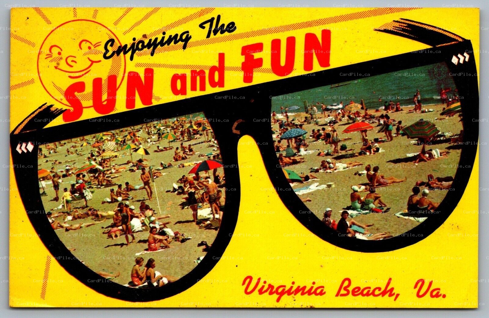 Postcard Virginia Beach VA c1970s Enjoying the Sun and Fun Sunglass Dual View