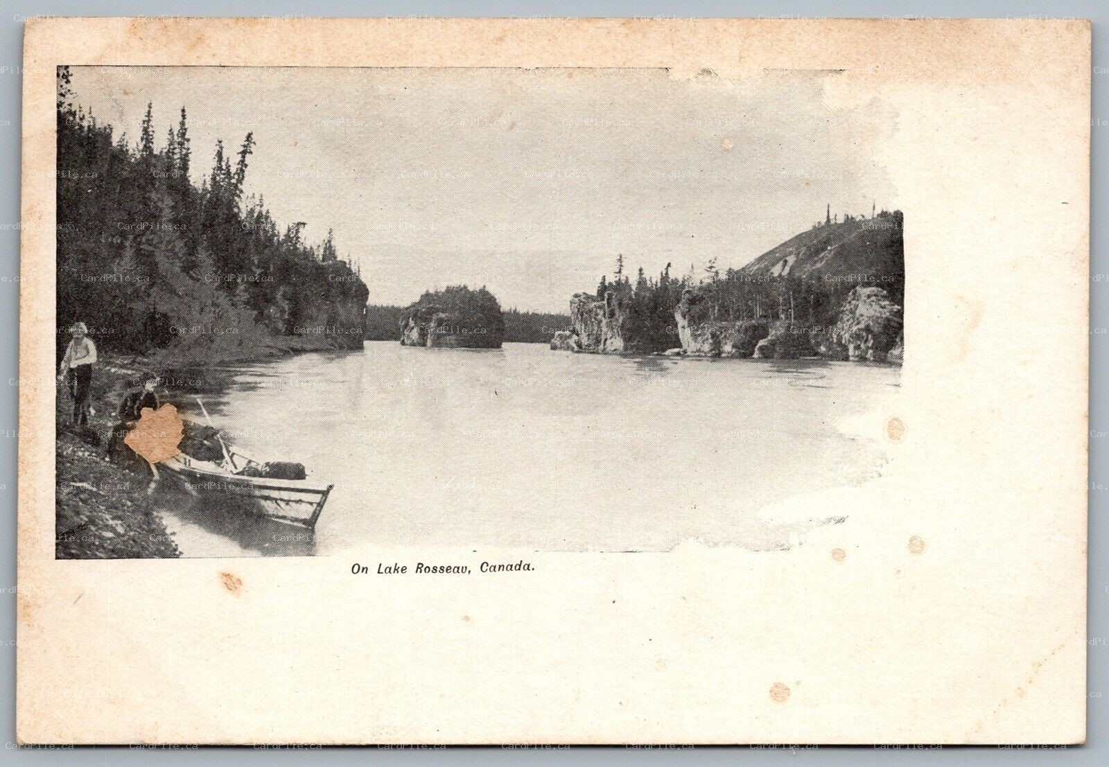 Postcard Muskokas Ontario c1905 On Lake Rosseau Canoe Unused 
