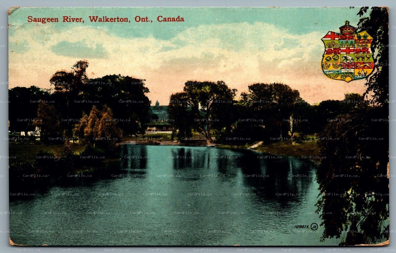 Postcard Walkerton Ontario c1914 Saugeen River Crest Bruce County Split Ring