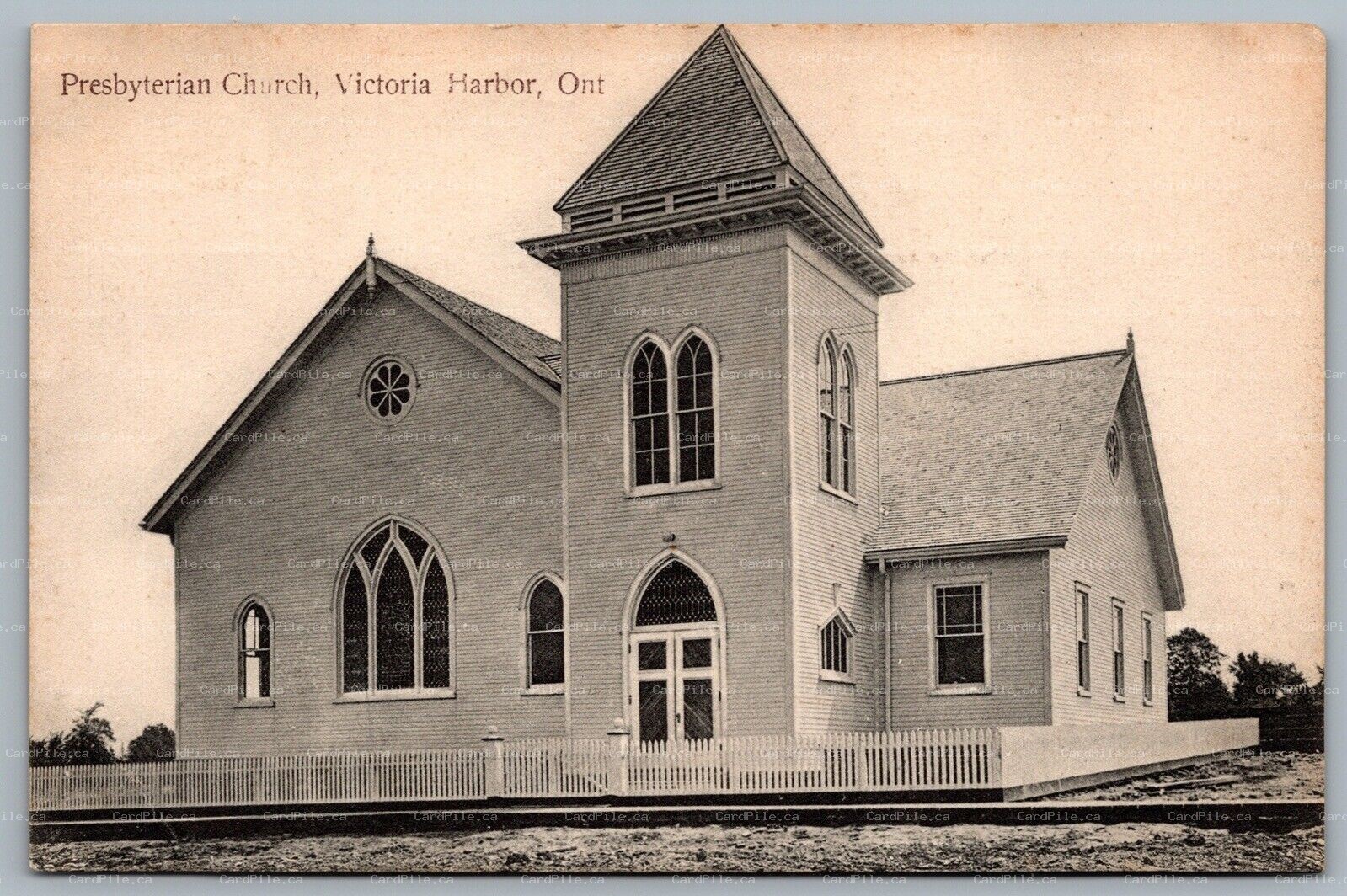 Postcard Victoria Harbor Ontario c1908 Presbyterian Church Tay Township Unused