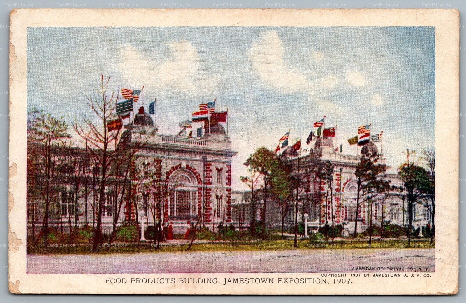 Postcard Jamestown NY 1907 Food Products Building 4 Multi Cancels Missent