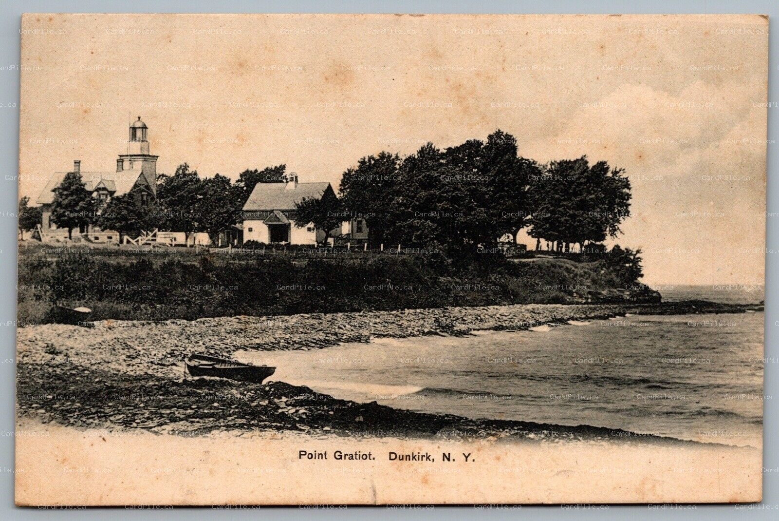 Postcard Dunkirk New York c1905 Point Gratiot Lighthouse Chautauqua County UDB