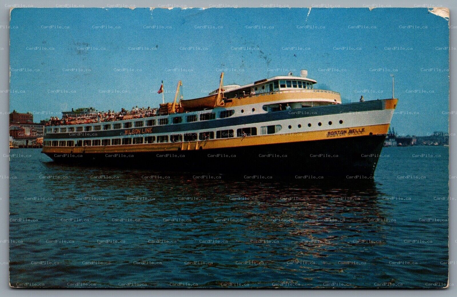 Postcard Rowes Wharf MA 1964 Wilson Line Excursion Vessel Moonlight Dance Cruise