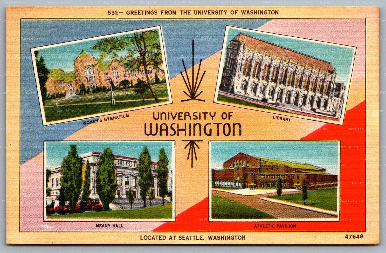 Postcard Seattle WA 1940s Greetings from the University of Washington Multi View