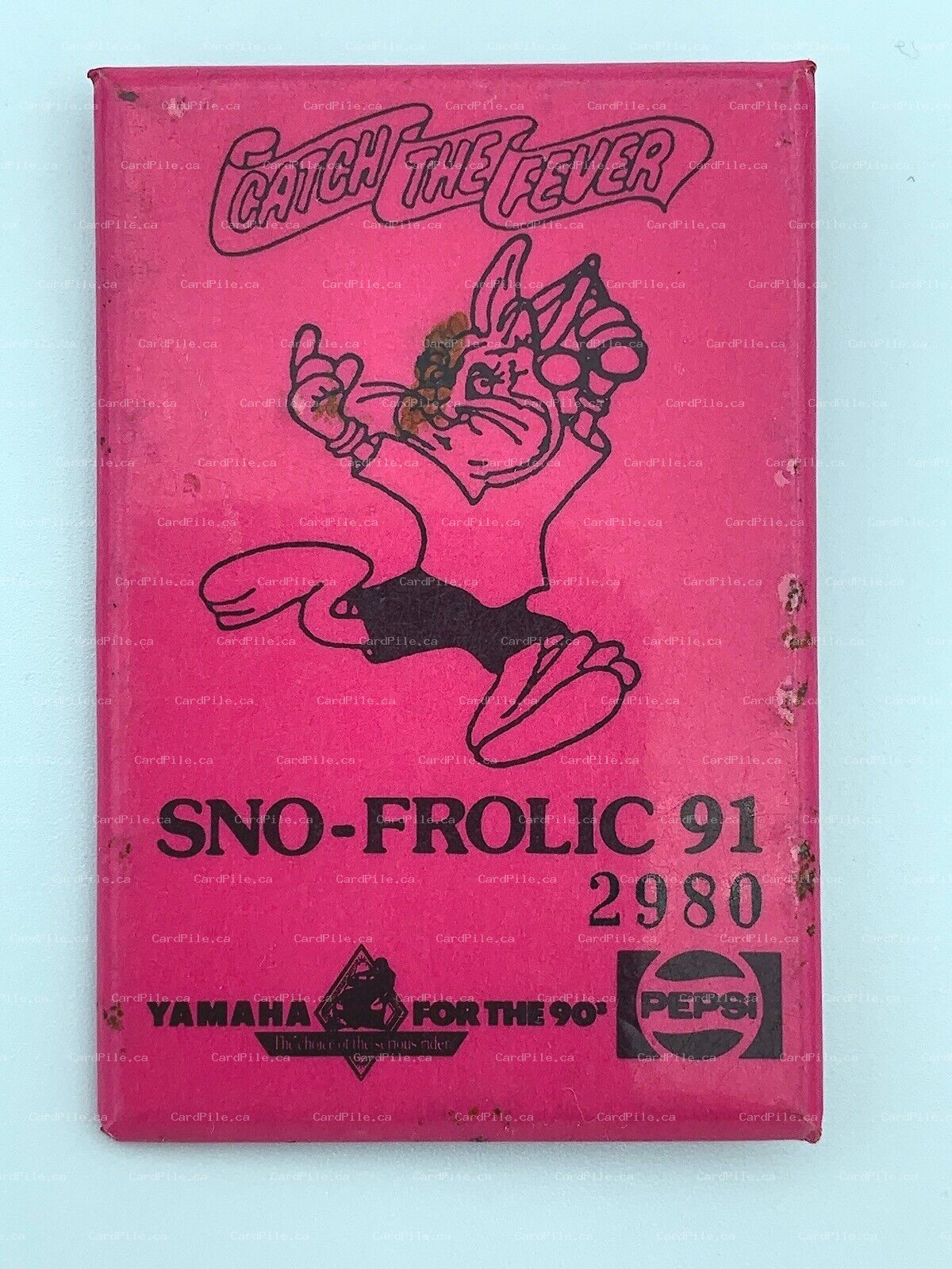 VINTAGE 1991 Petawawa Ontario Sno-Frolic - Pepsi - Yamaha - PINK Pinback Button